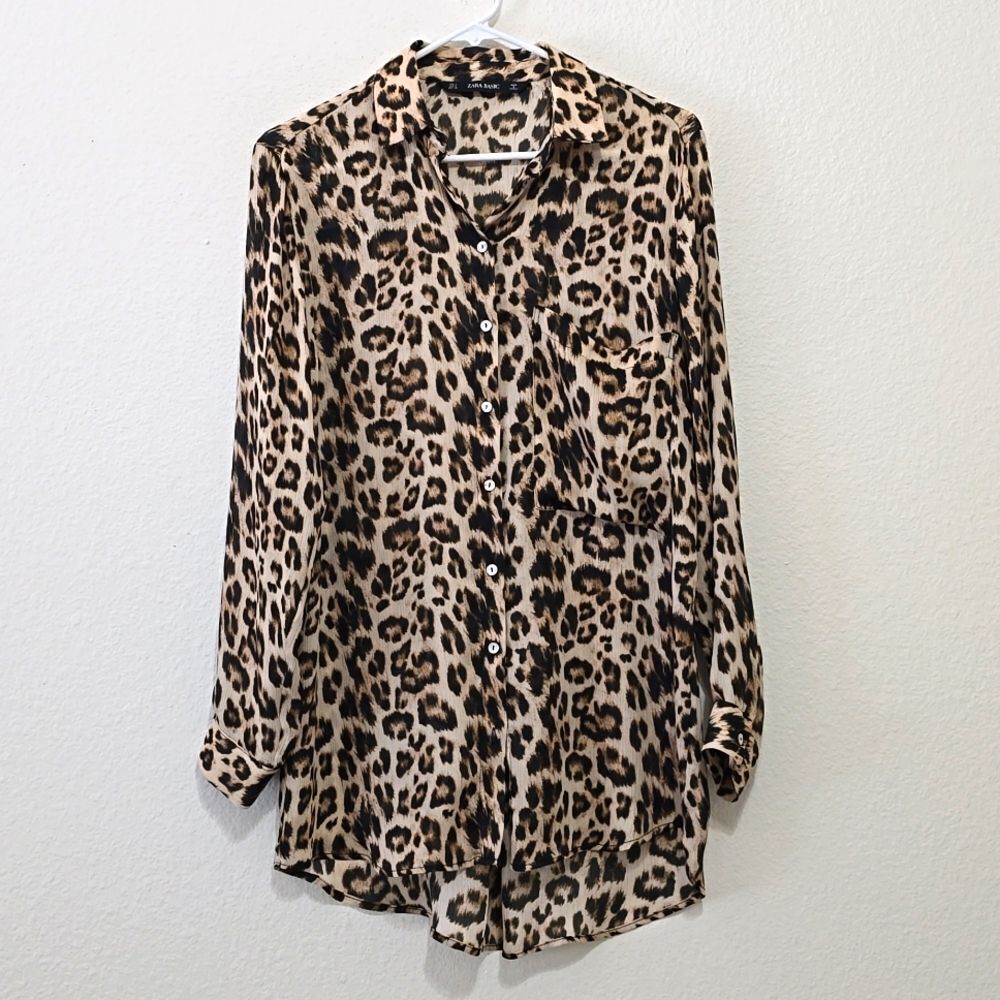 Zara‎ Women leopard/cheetah print shirt top blouse S